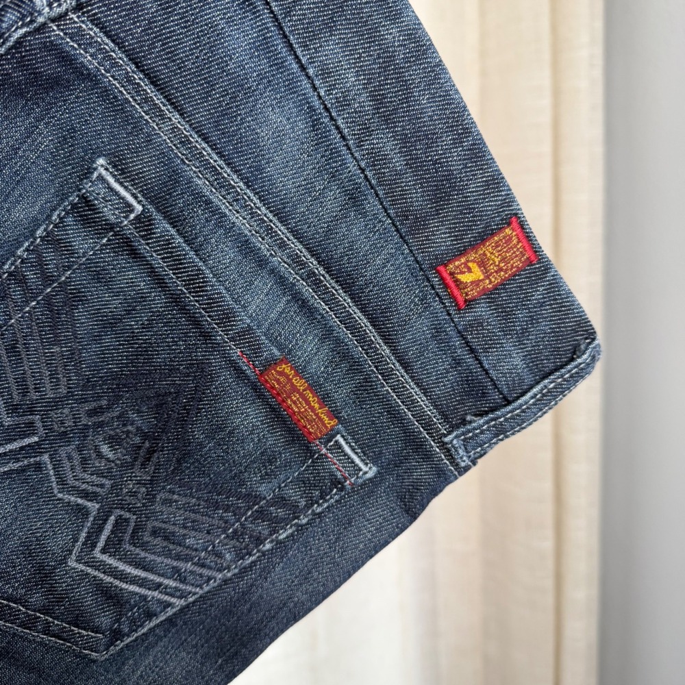 7 For All Mankind A Pocket Flare Jeans Dark Wash‎ Blue Denim Women's Size 26 - Picture 8 of 11